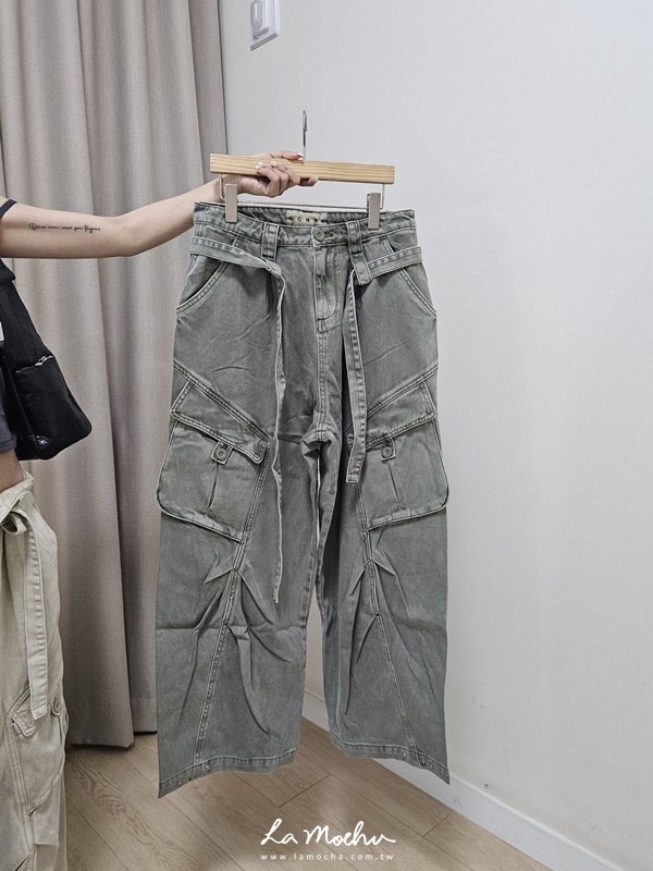 寬綁帶水洗工作褲(男女款)